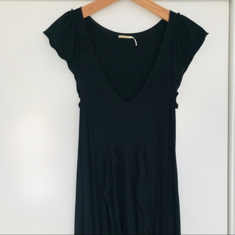 MAX STUDIO Black Flutter Sleeve Wrap Dress, Sz S